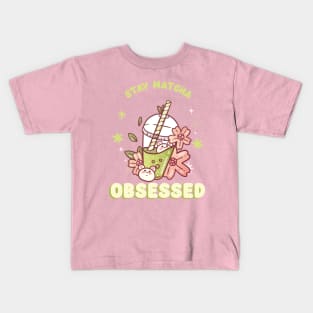 Stay Matcha Obsessed Bubble Tea Kids T-Shirt